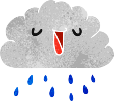 retro, caricatura, kawaii, clima, lluvia, nube png