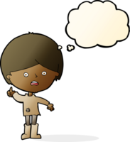 cartoon unhappy boy with thought bubble png