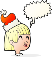 speech bubble cartoon girl wearing santa hat png