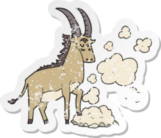 retro distressed sticker of a cartoon antelope png