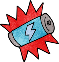 dessin animé doodle batterie complètement chargée png