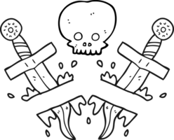 black and white cartoon dagger tattoo png