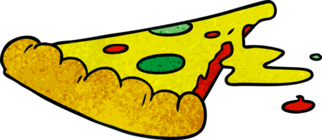 textured cartoon doodle of a slice of pizza png