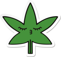 adesivo de uma folha de maconha de desenho animado bonito png