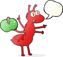 speech bubble cartoon ant with apple png