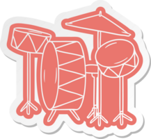 cartoon sticker van een drumstel png