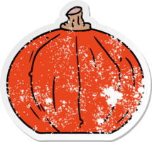 distressed sticker cartoon doodle of a pumpkin png