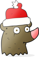 ours de dessin animé portant un chapeau de noël png