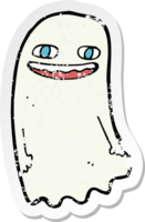 pegatina retro angustiada de un divertido fantasma de dibujos animados png