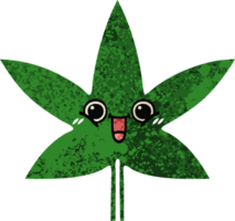feuille de marijuana de dessin animé de style illustration rétro png