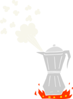 ilustração de cor plana de uma máquina de café expresso de fogão de desenho animado png