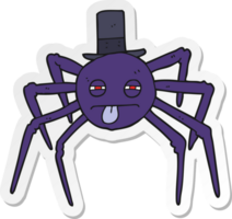 pegatina de una araña de Halloween de dibujos animados con sombrero de copa png