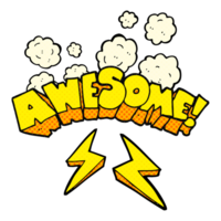 comic book style cartoon word awesome png