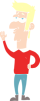 flat color illustration of a cartoon man waving png