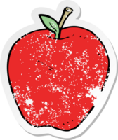 pegatina retro angustiada de una manzana de dibujos animados png