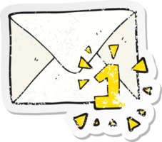 retro distressed sticker of a cartoon email message png