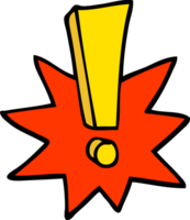 point d'exclamation de dessin animé de style doodle dessiné à la main png