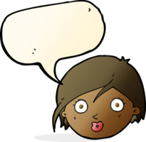 cartoon surprised female face with speech bubble png