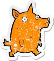 retro distressed sticker of a cartoon funny little dog png