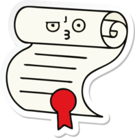 sticker of a cute cartoon contract png