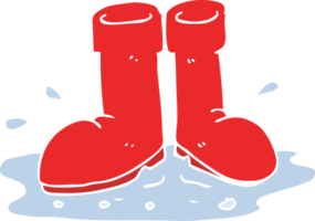 flat color illustration of a cartoon wellington boots in puddle png