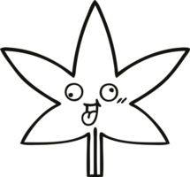 hoja de marihuana de dibujos animados de dibujo lineal png