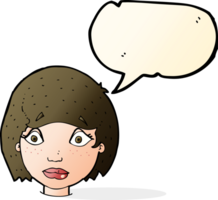cartoon worried female face with speech bubble png