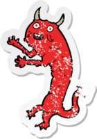 retro distressed sticker of a cartoon devil png