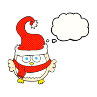 thought bubble cartoon owl wearing christmas hat png
