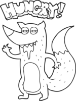 black and white cartoon hungry wolf png