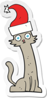 pegatina de un gato de dibujos animados con sombrero de navidad png