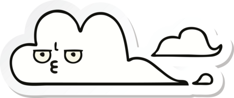 sticker of a cute cartoon white cloud png