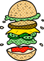 hambúrguer enorme de doodle de desenho animado png