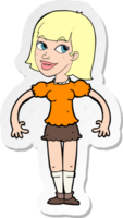 sticker of a cartoon woman shrugging shoulders png