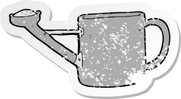 retro distressed sticker of a watering can cartoon png