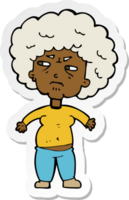 sticker of a cartoon annoyed old woman png