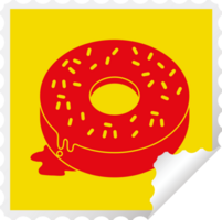 Tasty donut square peeling sticker png