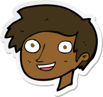 sticker of a cartoon happy boy face png