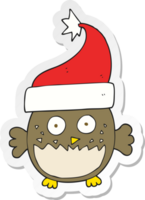 sticker of a cartoon owl wearing christmas hat png