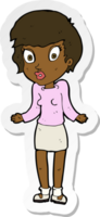 sticker of a cartoon woman shrugging shoulders png