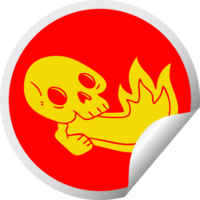 fire breathing quirky line drawing cartoon skull png