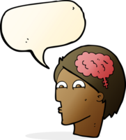 tête de dessin animé avec le symbole du cerveau avec bulle de dialogue png