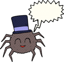 comic book speech bubble cartoon spider wearing top hat png