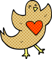 cartoon doodle bird with love heart png