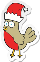sticker of a cartoon robin in christmas hat png