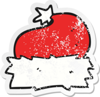 retro distressed sticker of a cartoon christmas hat png