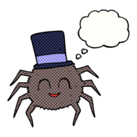 pensamiento burbuja dibujos animados araña vistiendo parte superior sombrero png