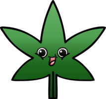 hoja de marihuana de dibujos animados sombreada degradada png