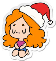 Weihnachtsaufkleberkarikatur des kawaii Mädchens png