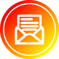 carta de envelope circular no espectro de gradiente quente png